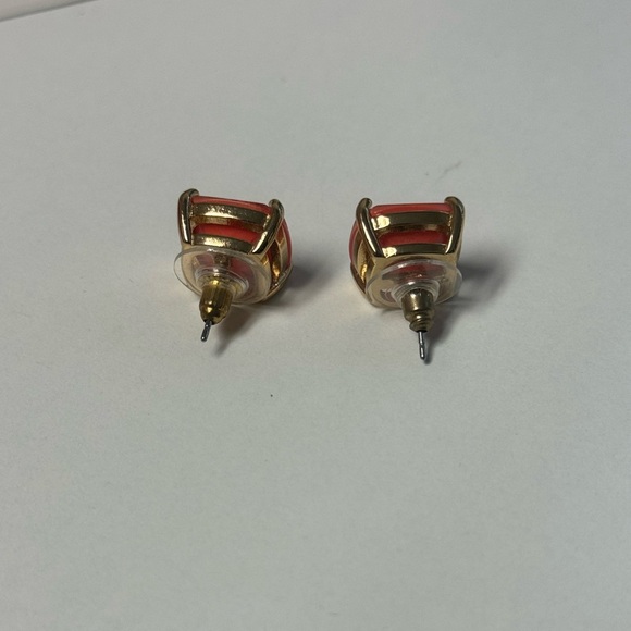 kate spade pink salmon colored oversized stud earrings - Picture 3 of 6